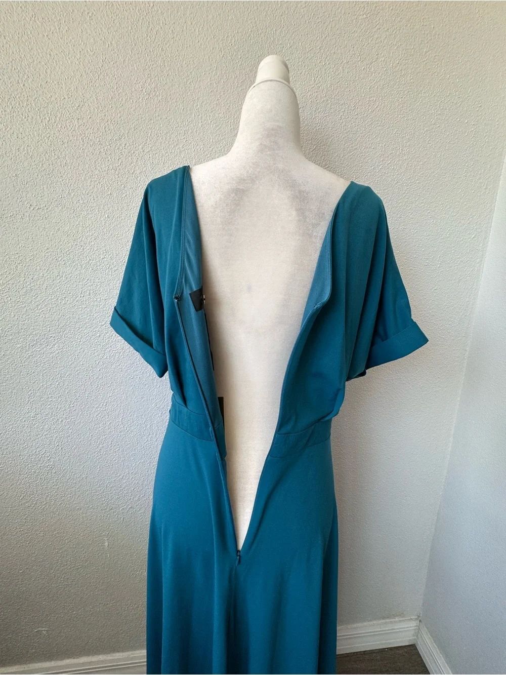 Alexia Admor Lana Midi Dress Turquoise Teal Slit Semi-Formal SZ L NEW - Picture 11 of 15